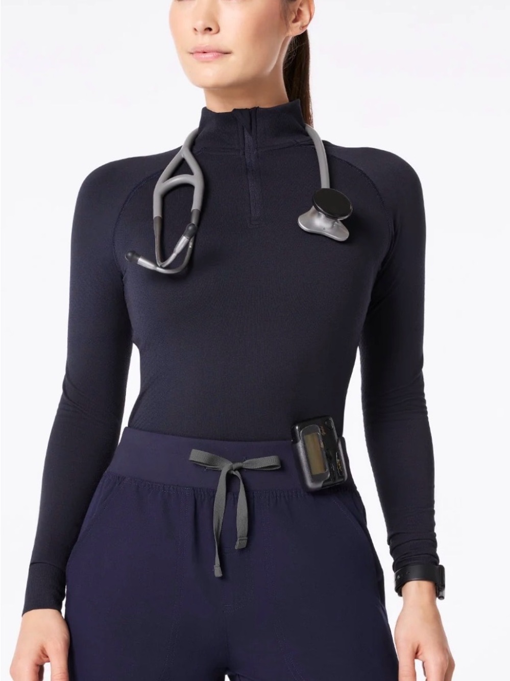 Figs 1/4 zip underscrub black